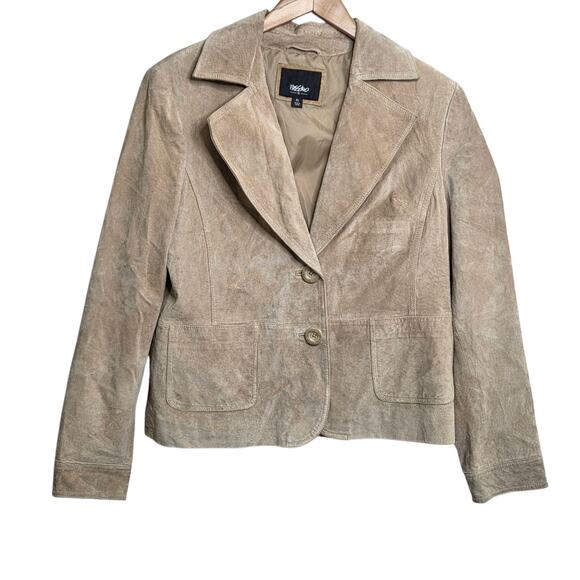 Mossimo Jackets & Blazers - Mossimo Womens Tan Suede Genuine Leather Button Jacket SZ XL Y2K Western Rodeo